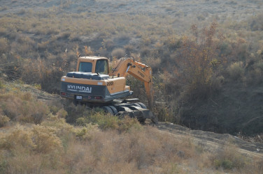 Irrigation canals, ditches cleared of silt and reeds in Naftalan
