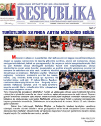 “Respublika" qəzetində “Turistlərin sayında artım müşahidə edilib”  başlıqlı məqalə dərc edilib