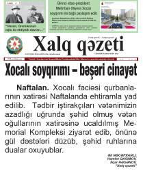 Xalq qəzetində “Xocalı soyqırımı – bəşəri cinayət” başlıqlı məqalə dərc edilib