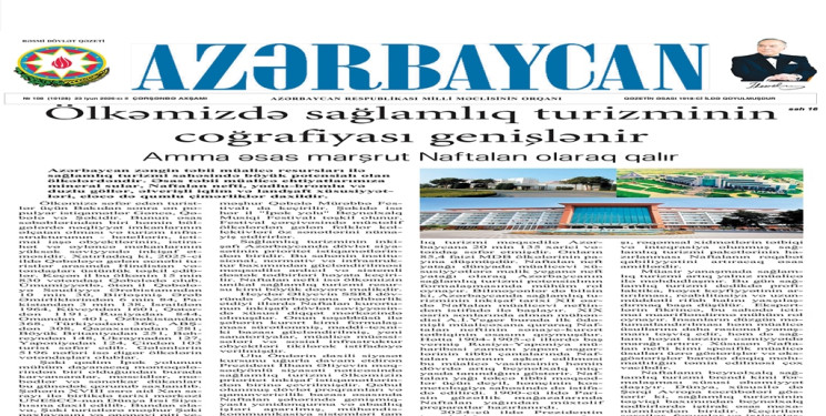 “Azərbaycan" qəzetində “Naftalanın turizm potensialı ilə bağlı” məqalə dərc edilib