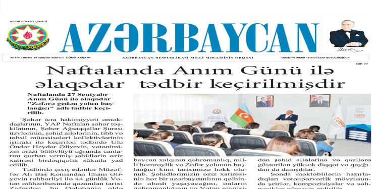 “Azərbaycan" qəzetində “Naftalanda Anım Günü ilə əlaqədar tədbir keçirilmişdir” başlıqlı məqalə dərc edilib